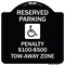 Signmission Reserved Parking Penalty $100 to $500 Tow-Away Zone withAluminum Sign, 18" x 18", BW-1818-22989 A-DES-BW-1818-22989 - alternate 1
